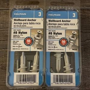 💞 NWT 2 Packs #8 Nylon Wall Anchors